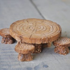 Table et tabourets accessoires miniatures pour jardin de fées