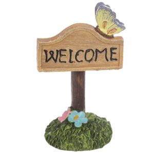 Mini accessoire de jardin de fées Panneau Welcome