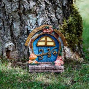 Porte d'elfe et de fées bleue décoration jardin de fées